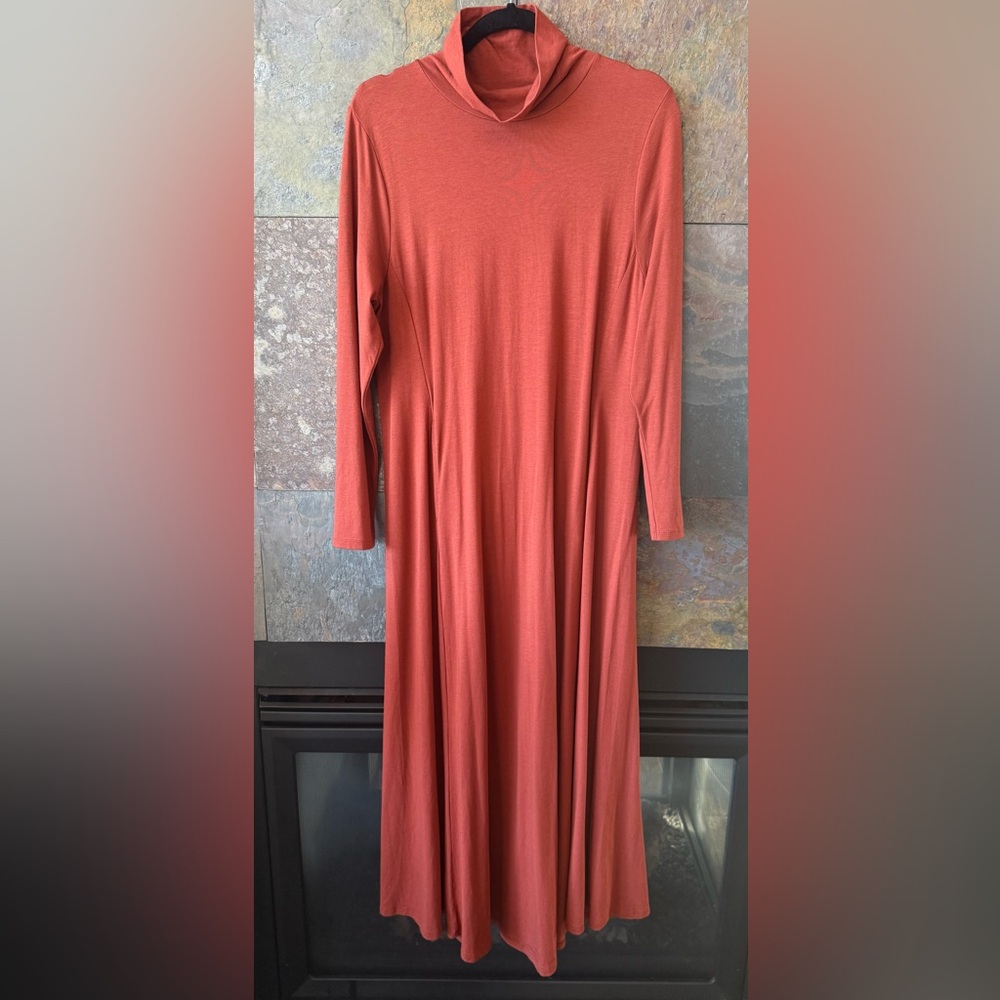 SOFT SURROUNDINGS Maxi Dress Large Jackie Jersey Knit, made in Peru, terracotta
